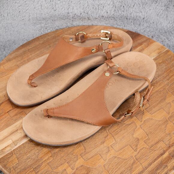 Vionic Womens Shoes Kirra Sandals Sz 8 Cognac Brown Leather Comfort Breathable - Picture 3 of 6